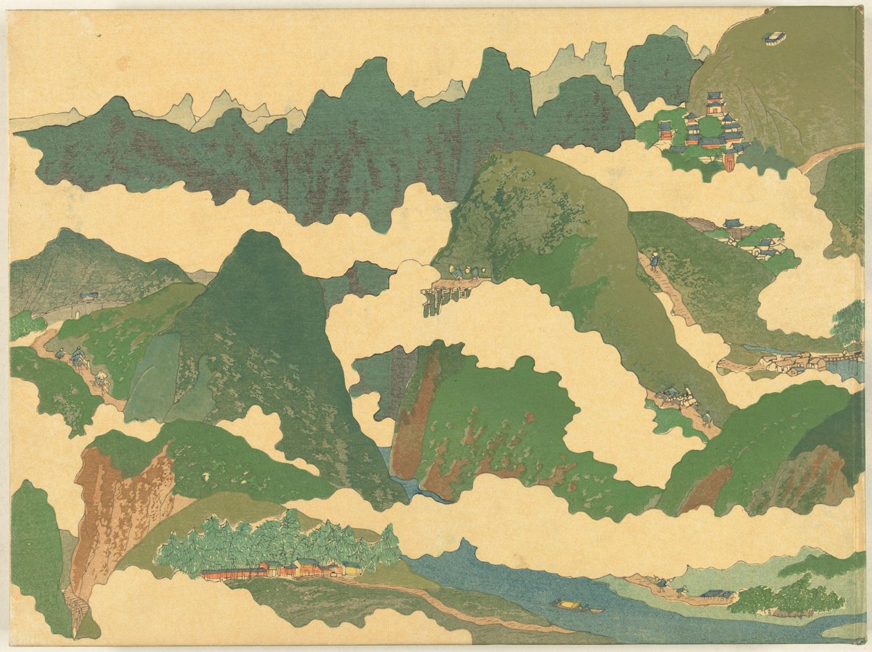 Den gule flod del Koga no maki (titel på objekt) af Fukuda Bisen