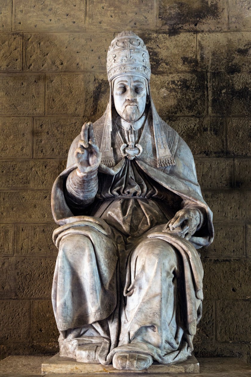 Statue af pave Julius III af billedhugger Fulvio Signorini i Chigi Saracini-paladset, Siena, Siena-provinsen, Toscana, Italien (foto) af Fulvio Signorini