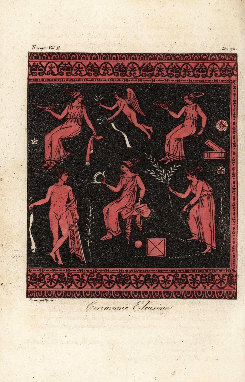 The Eleusinian Mysteries, indvielser til kulten af Demeter og Persephone baseret på Eleusis, Grækenland af Fumagalli Fumagalli