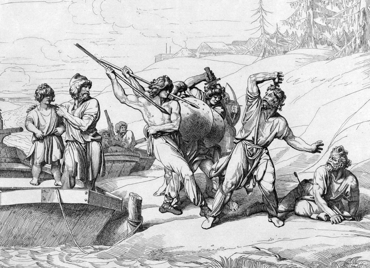 Askold og Dirs død, før 1839 af Fyodor Antonovich Bruni