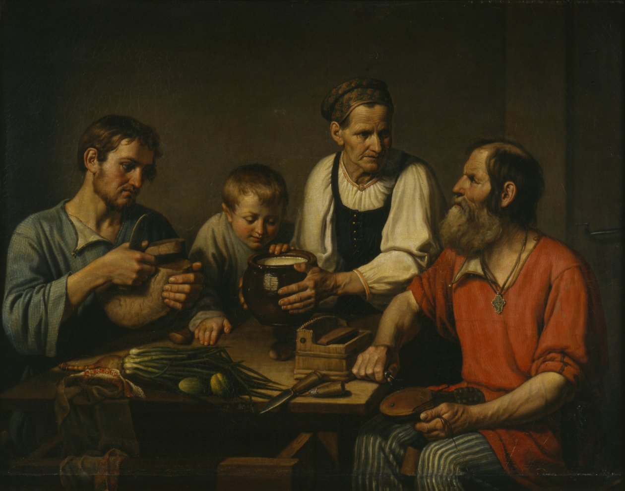 Bondefamilie før middag, 1824 af Fyodor Grigoryevich Solntsev
