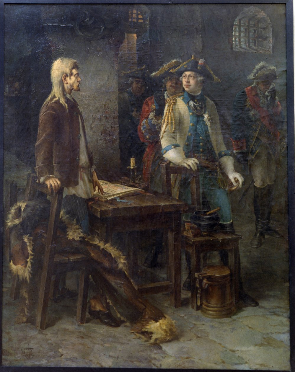 Kejser Peter III besøger Ivan VI Antonovich i Shlisselburg-fæstningen i 1762 - Maleri af Fjodor Jemelyanovich af Fyodor Jemelyanovich Burov