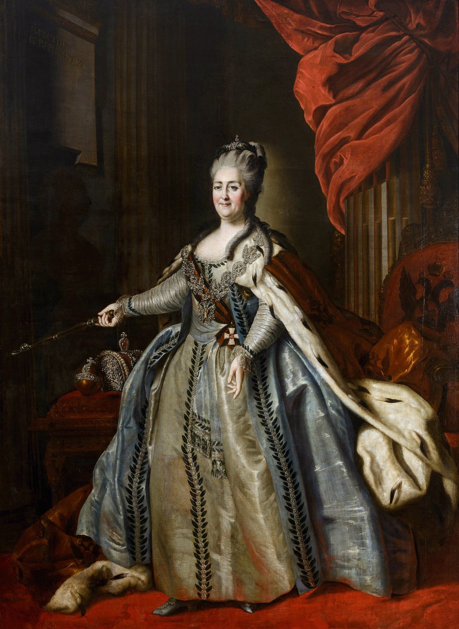 Portræt af kejserinde Catherine II (1729-1796) af Rokotov, Fjodor Stepanovich (1735-1808). Olie på lærred, anden halvdel af det 18. århundrede, State A. Radishchev Art Museum, Saratov af Fyodor Stepanovich Rotokov