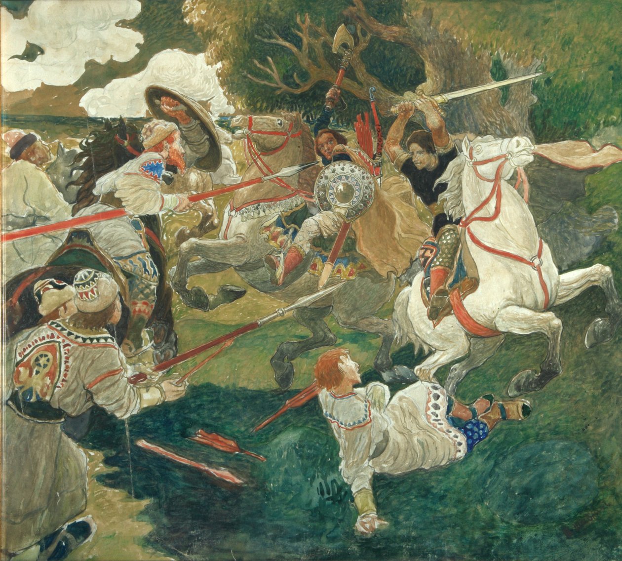 En kamp. En scene fra russisk historie, 1900-1910 af Fyodor Vladimirovich Shavrin