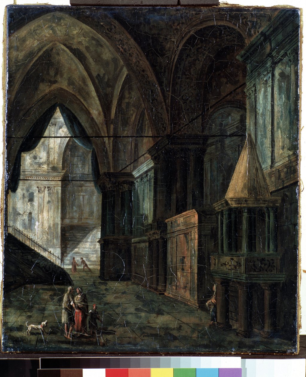 I en katedral (I en katedral). Maleri af Fjodor Yakovlevich Alexeev (1753-1824). Olie på lærred, 35,5 x 30,5 cm af Fyodor Yakovlevich Alexeev