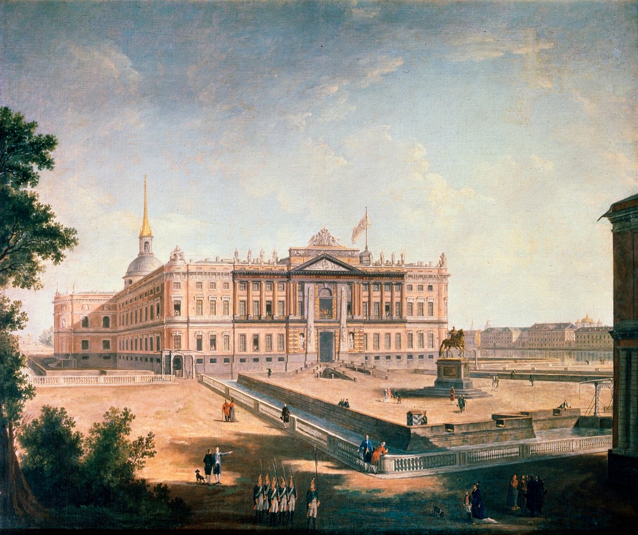 Udsigt over Michael Palace og Connetable Square, St. Petersborg, c1800 af Fyodor Yakovlevich Alexeev