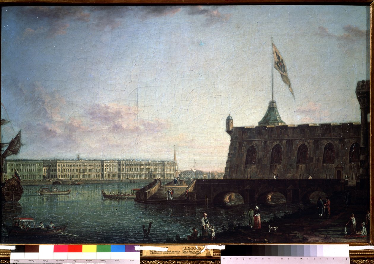 Udsigt fra Peter og Paul-fæstningen og paladsdæmningen i St. Petersborg. Maleri af Fjodor Yakovlevich Alexeev (1753-1824). Olie på lærred, 71,5 x 109 cm af Fyodor Yakovlevich Alexeev