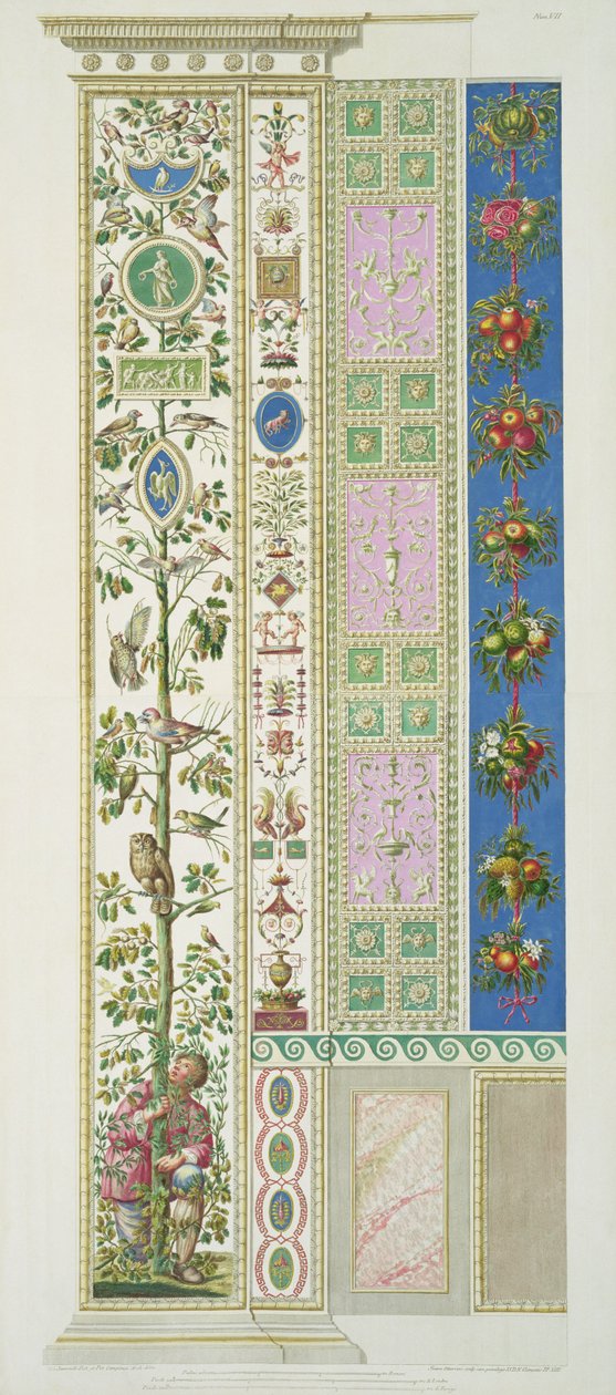 Panel fra Rafaels loggia i Vatikanet, fra "Delle Loggie di Rafaele nel Vaticano", graveret af Giovanni Ottaviani (ca. 1735-1808), udgivet ca. 1772-77 (håndkoloreret gravering). af G. and Camporesi, P. Savorelli