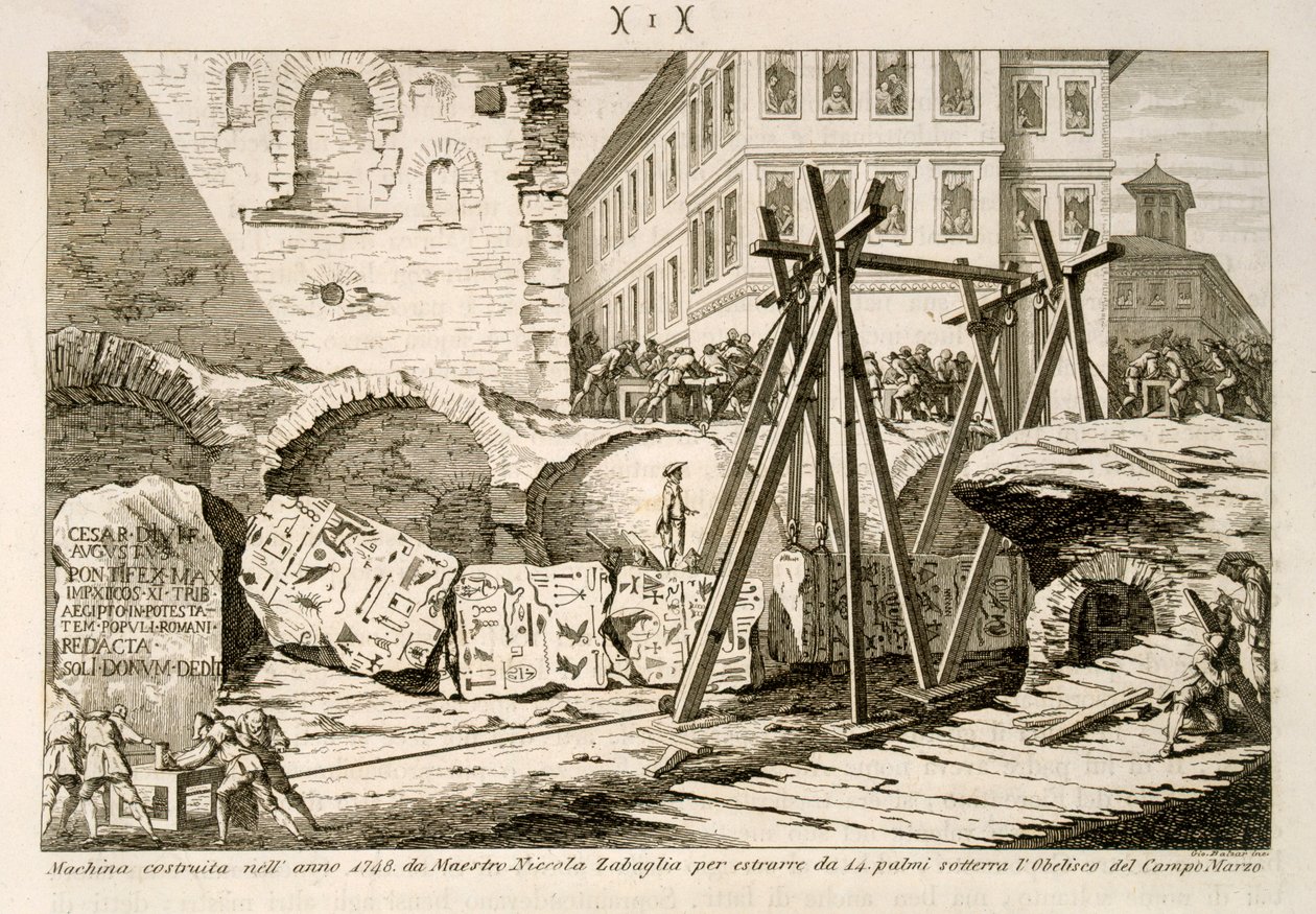 Enheden opfundet af Nicola Zabaglia i 1748 til at løfte Obelisken på Campus Martius, som var 14 hænder under jorden af G. Balzar