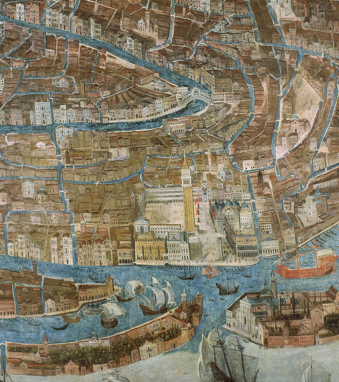 Kort over Venedig, første halvdel af det 17. århundrede (panel) (detalje af 64062) af G. Barzenti