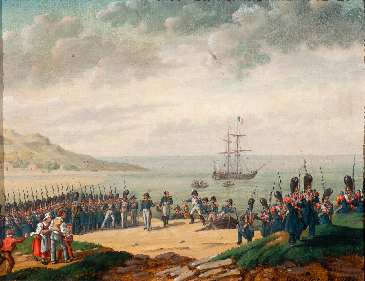 Napoleon går i land i Cannes i 1815, 1835 af G. Beaufort