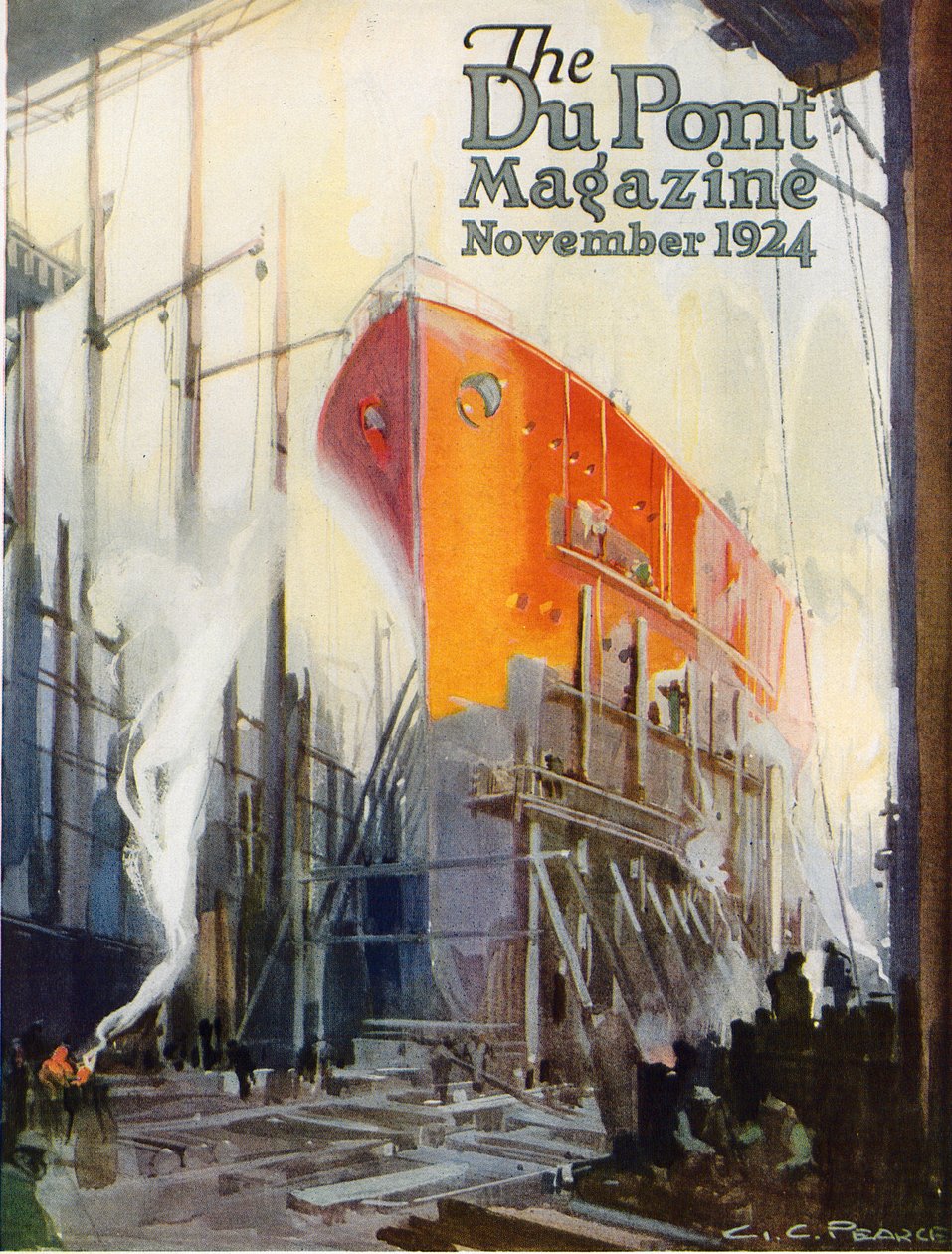 Skibskonstruktion, forsiden af "DuPont Magazine", november 1924 af G. C. Pearce