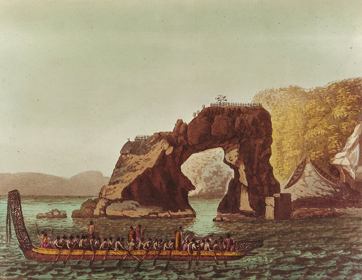 En indfødt kano (farvegravering) af G. Castellini