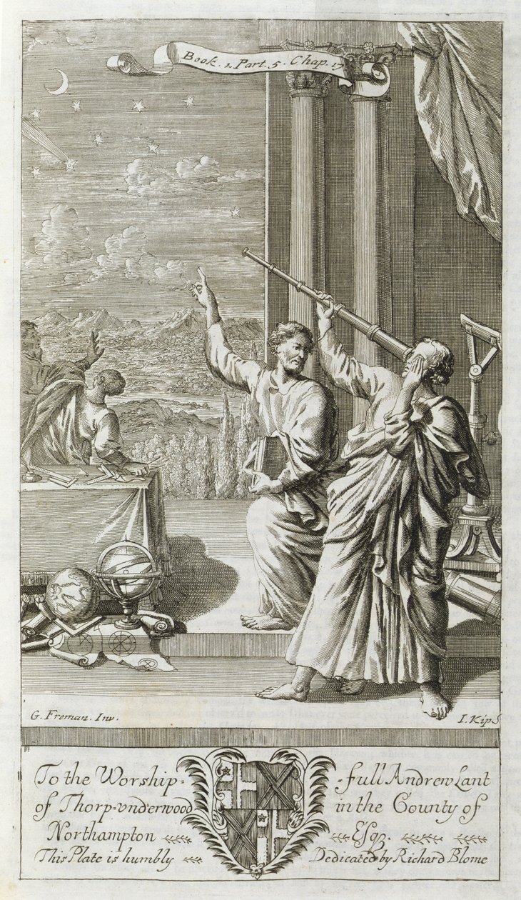 Græsk astronom studerer stjernerne, illustration fra bog 1, del 5, kapitel 17 af 