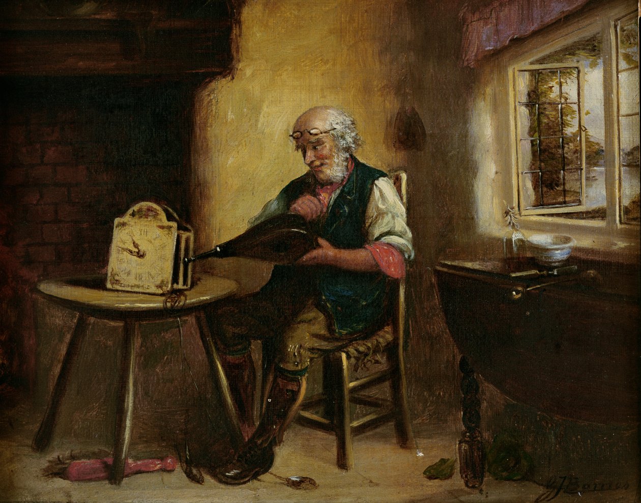 Rengøring af uret, 1880 af G. J. Barnes