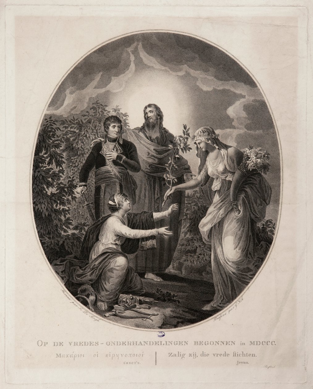 Allegori, Bonaparte bragte fred til Holland i 1800 af G. Kok