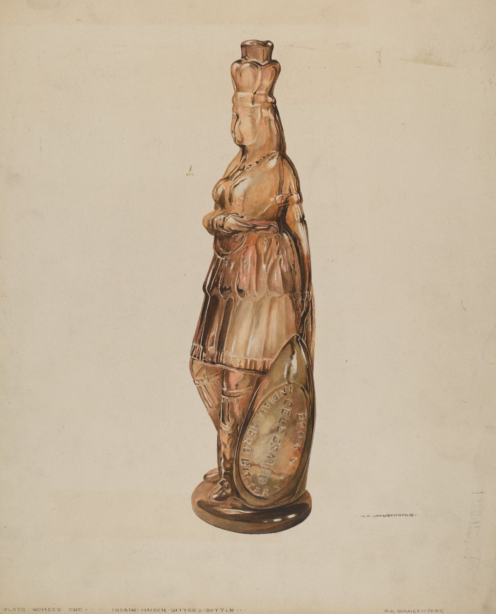 Indian Maiden Bitters flaske af G.A. Spangenberg