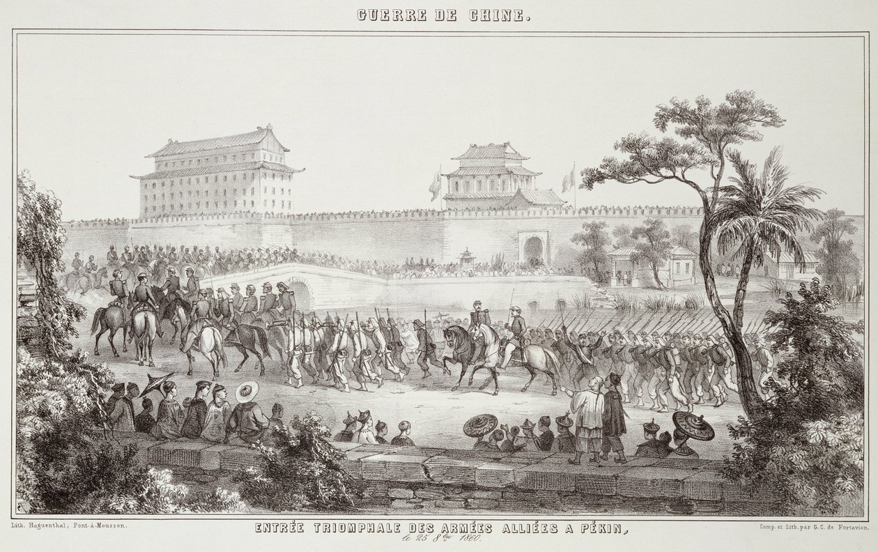 De allierede hæres triumferende indtog i Peking, 25. oktober 1860, fra krigen i Kina, 1862 af G.C. de Fortavion