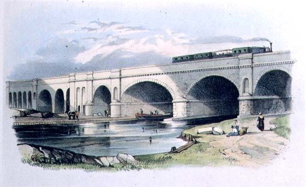 Udsigt over Greenwich Railway, der passerer over Surrey Canal nær Trundley