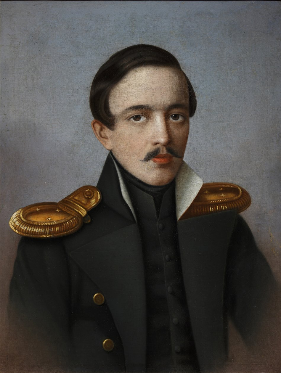 Portræt af digteren Mikhail Lermontov 1814-1841, 1887 af G.F. Krylov