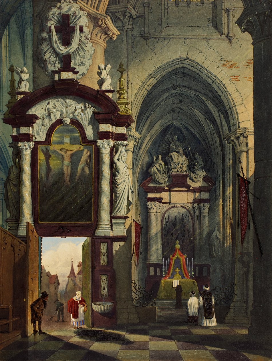 Antwerpen katedral, 1878 (wc på papir) af G.P. Andre