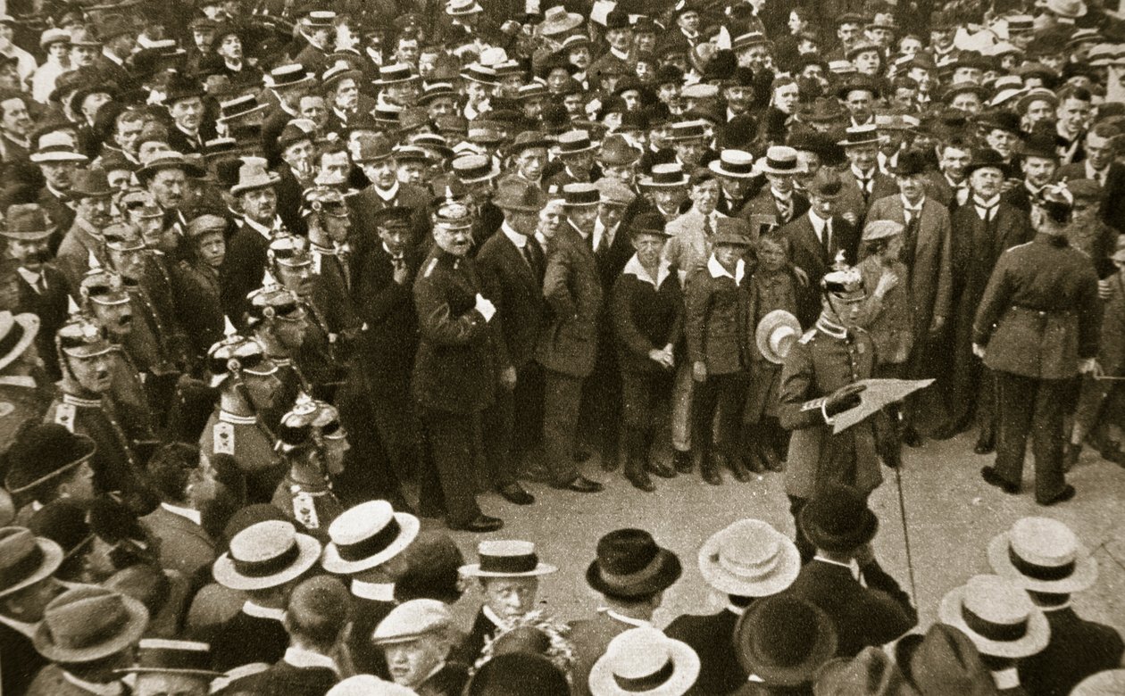 Kaisers proklamation af krig bliver læst op, Berlin, Tyskland, 4. august 1914 af GPA