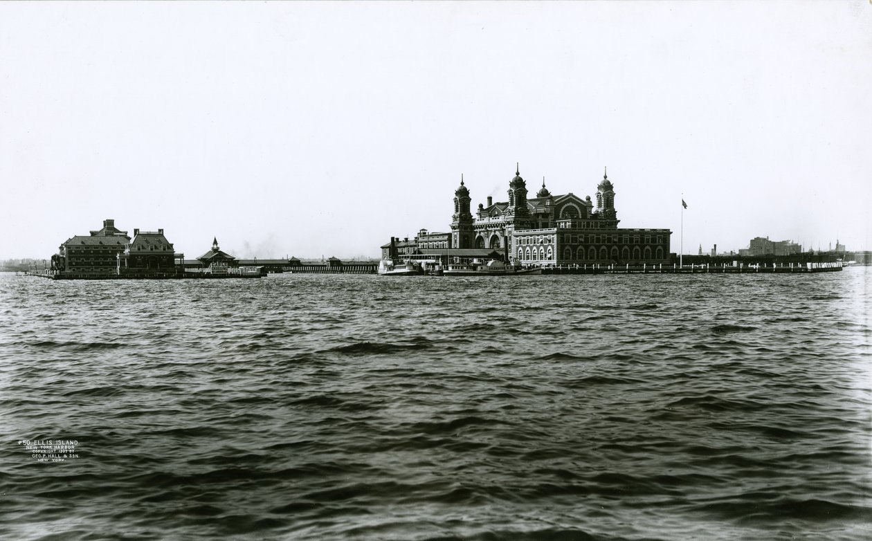 Ellis Island, New York Harbour, 1903 af G.P. Hall und Sohn