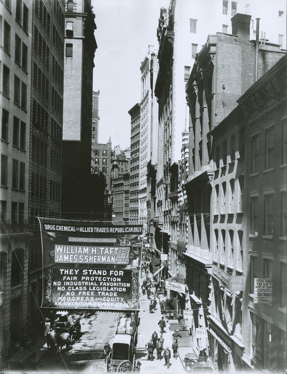 Taft og Sherman Banner på Maiden Lane, New York City, 1908 af G.P. Hall und Sohn