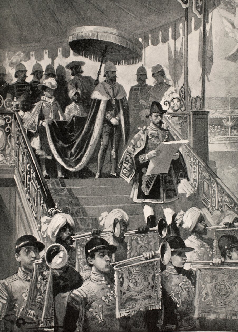 Den første proklamation af den britiske krones indiske kejsertitel i Delhi, nytårsdag, 1877, fra 