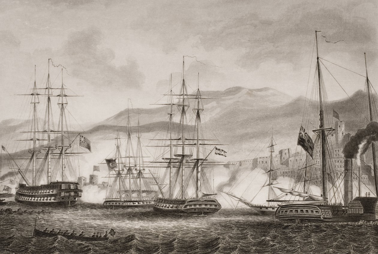Angreb på Sidon af Commodore Charles Napier, september 1840, illustration fra 