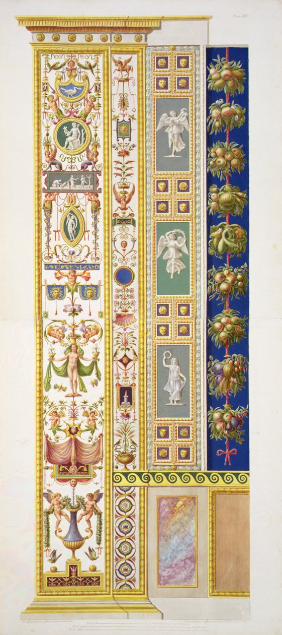 Panel fra Rafaels loggia i Vatikanet, fra "Delle Loggie di Rafaele nel Vaticano", graveret af Giovanni Ottaviani (ca. 1735-1808), udgivet ca. 1772-77 (håndkoloreret gravering). af G. and Camporesi P. Savorelli