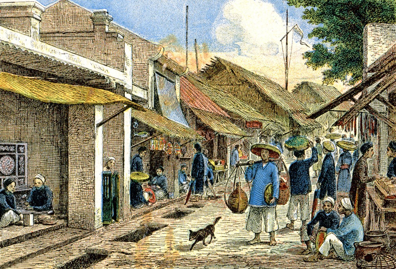 Håndværkere i en Annamit-landsby, ca. 1900 (illustration) af G. Dascher