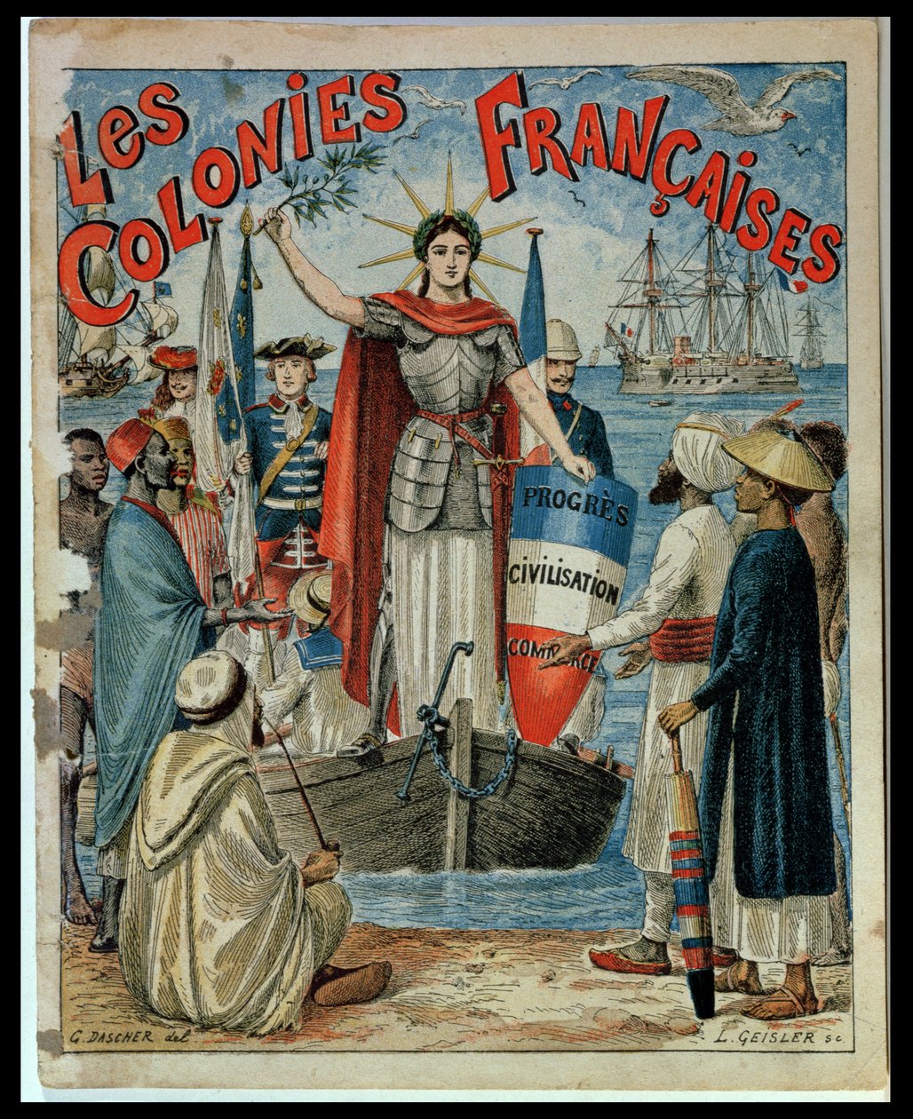 Franske kolonier, forside af et hæfte illustreret af G. Dascher af G. Dascher