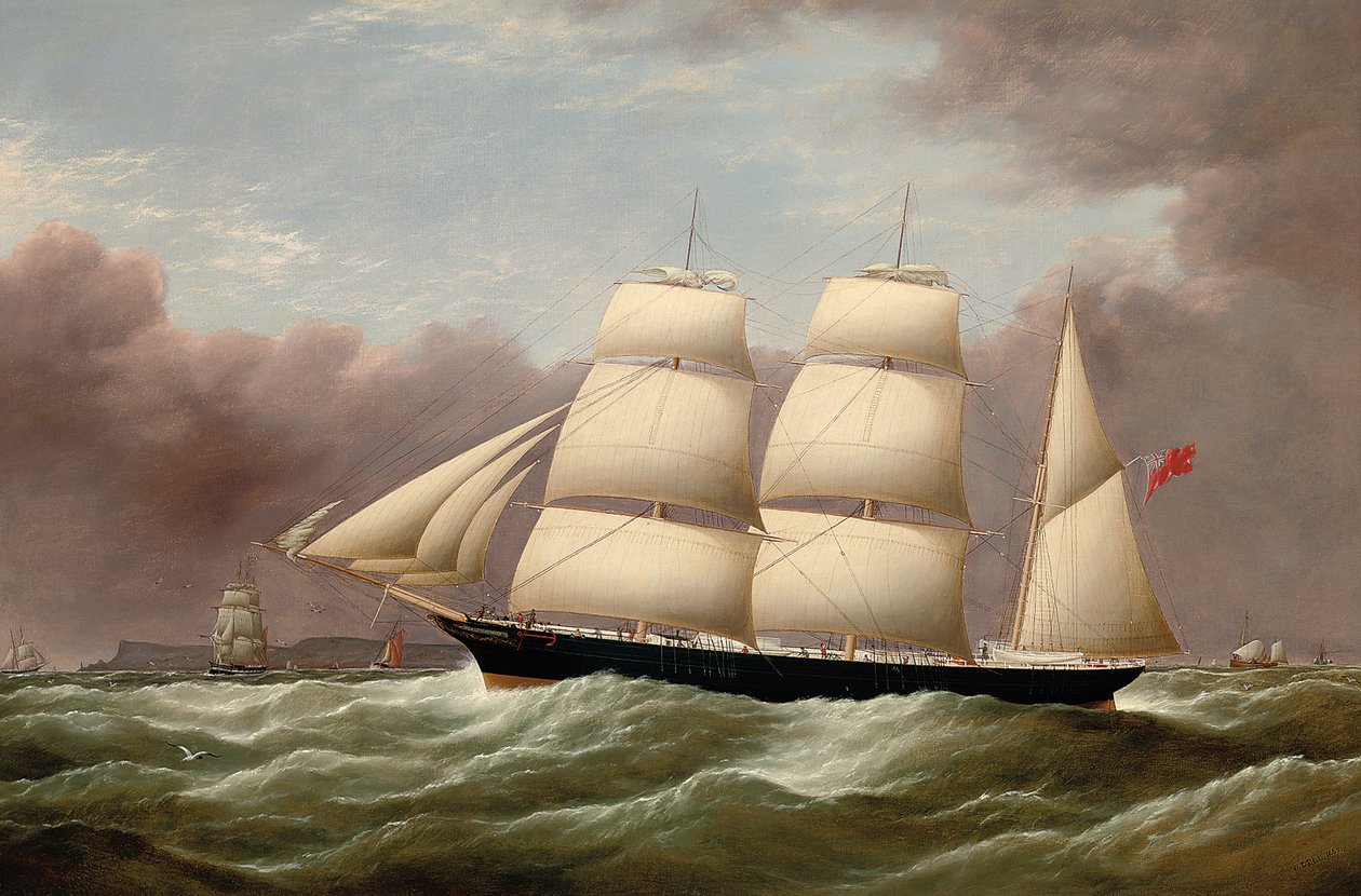 Barken Alfred Hawley ud for Skerries på vej ind i Liverpool, 1860 af G. Dell