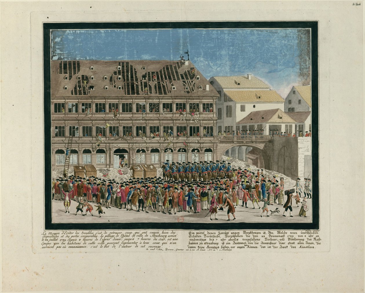 Dagen den 21. juli 1789. Stormen af ​​Strasbourgs rådhus den 21. juli 1789, ca. 1790. af G. Devere