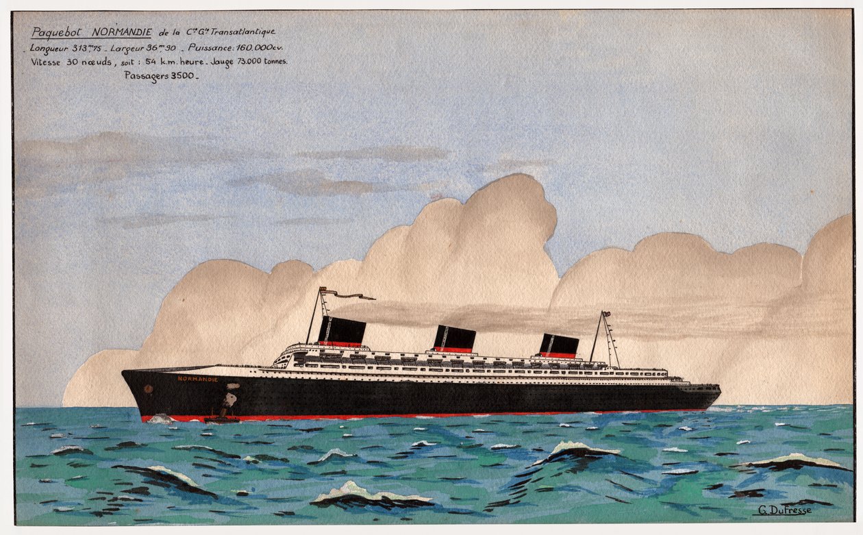 Linjeskibet Normandiet. ca. 1935 (gouache) af G. Dufresse