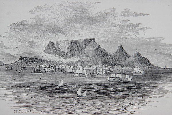 Cape Town set fra Table Bay, Sydafrika, fra 