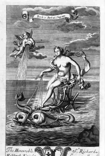 Venus Riding her Chariot Tegnet af delfiner, illustration fra bog 1, del 6, kapitel 11 af 