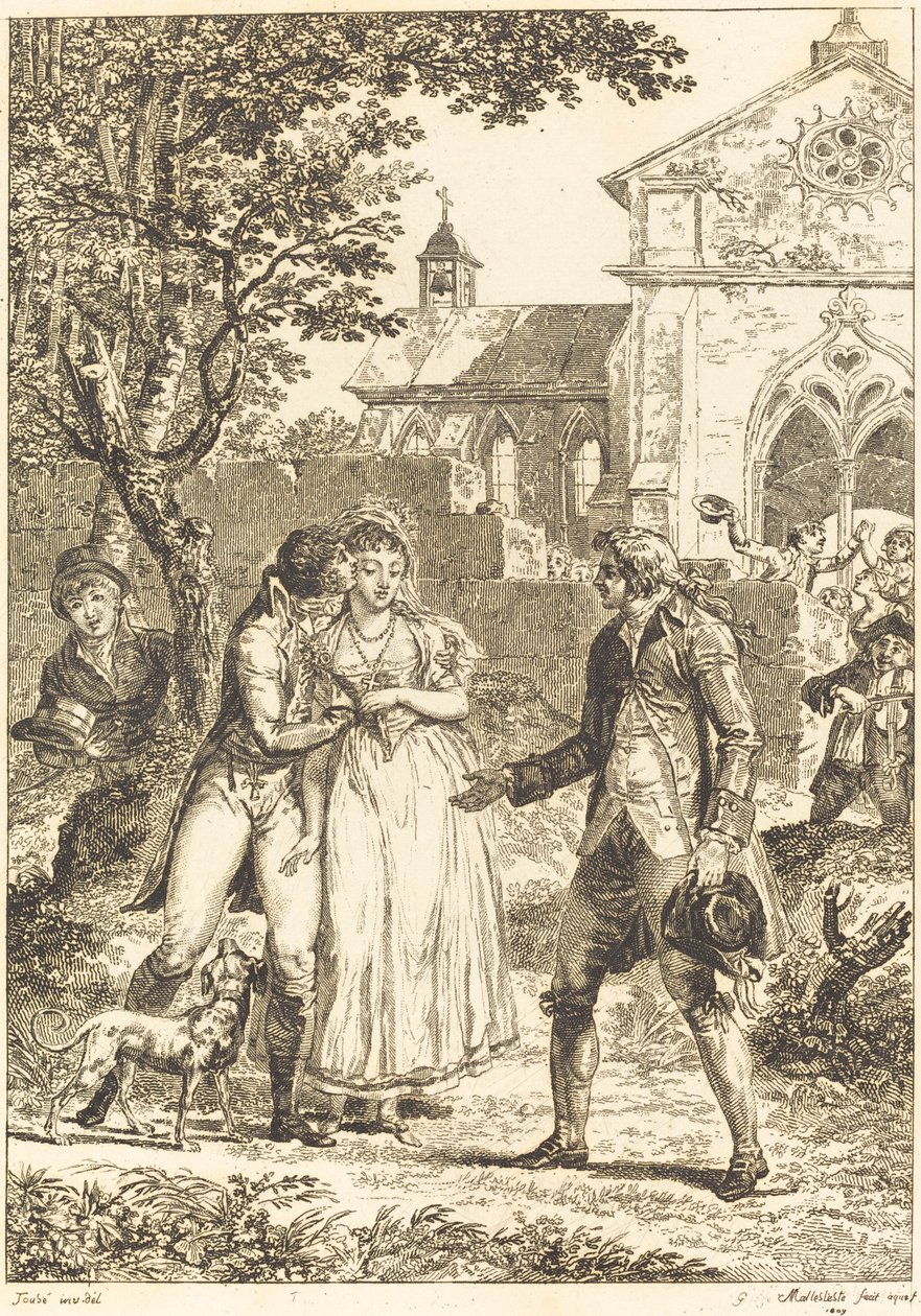 Kysset vendte tilbage: Kysset klar af G. Mallesteste after Jacques Louis François Touzé