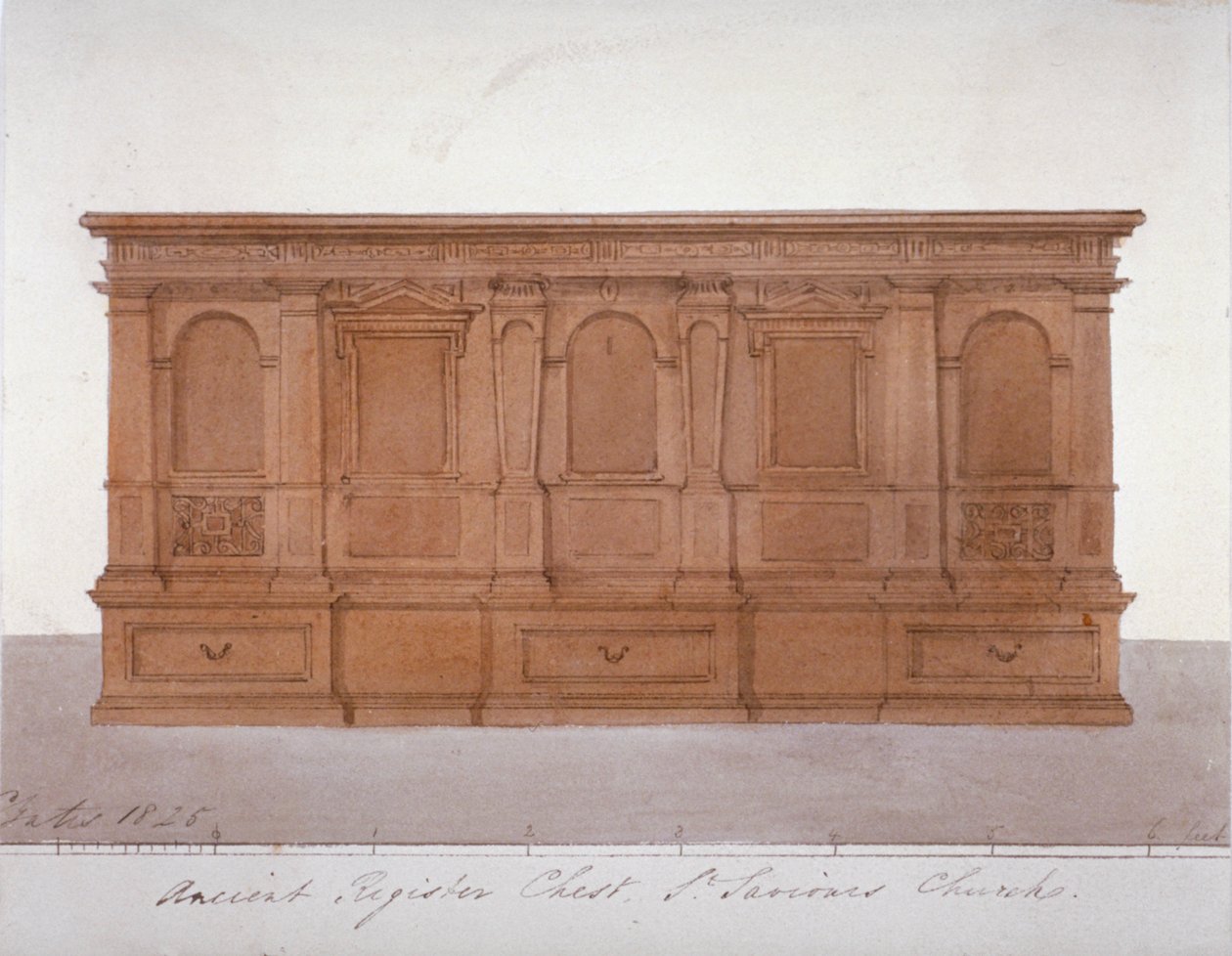 Gammel registerkiste fra Southwark Cathedral, London, 1825 af G Yates