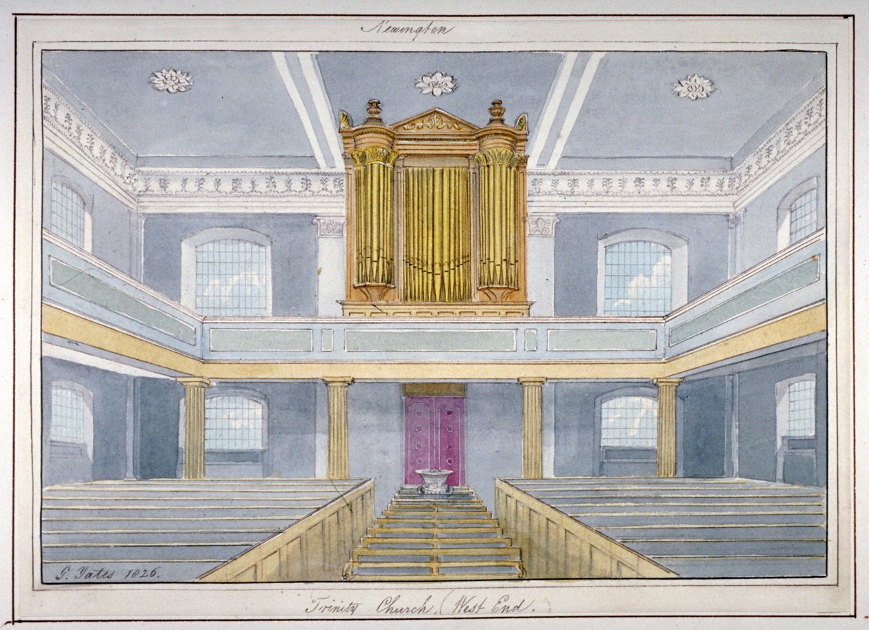 Interiør af Holy Trinity Church, Newington, Southwark, London, 1826 af G Yates