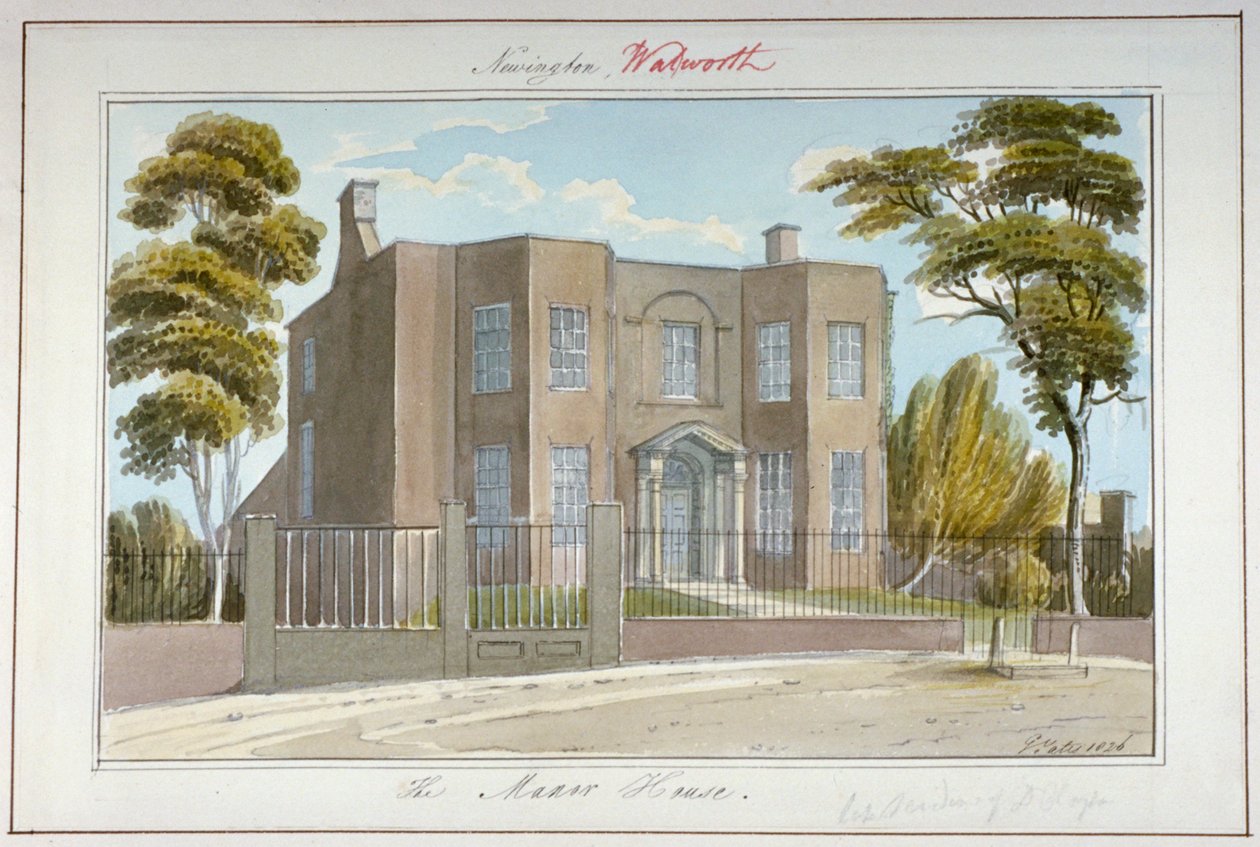 The Manor House, Newington, Southwark, London, 1826 af G Yates