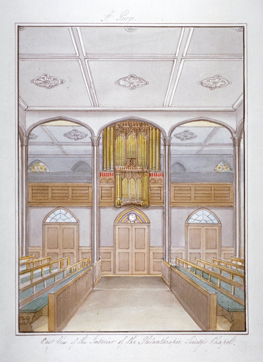 Kapellet i Philanthropic Society Institution på London Road, Southwark, London, 1825 af G Yates