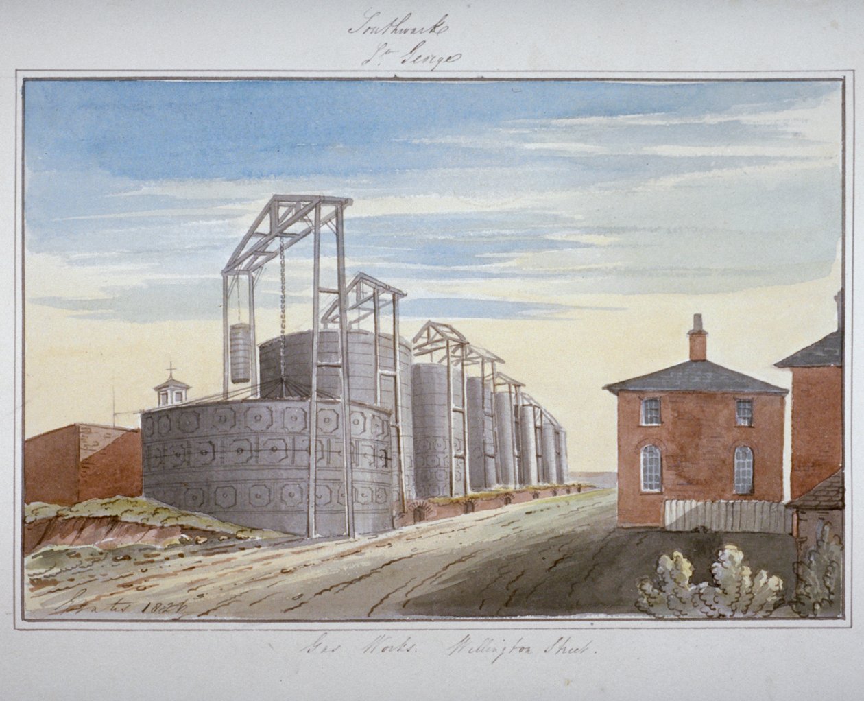 Udsigt over gasværker i Pocock Street, Southwark, London, 1826 af G Yates