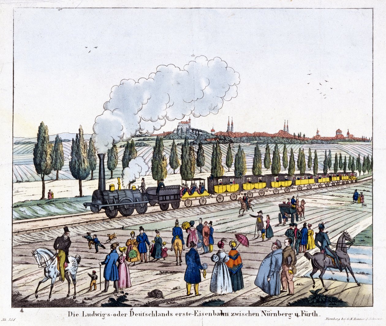 Åbning af Nürnberg-Furth Railway, 7. december 1835 af G. after Renner