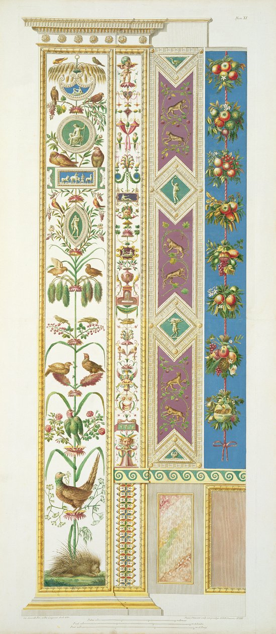 Panel fra Rafaels loggia i Vatikanet, fra "Delle Loggie di Rafaele nel Vaticano", graveret af Giovanni Ottaviani (ca. 1735-1808), udgivet ca. 1772-77 (håndkoloreret gravering). af G. and Camporesi, P. Savorelli