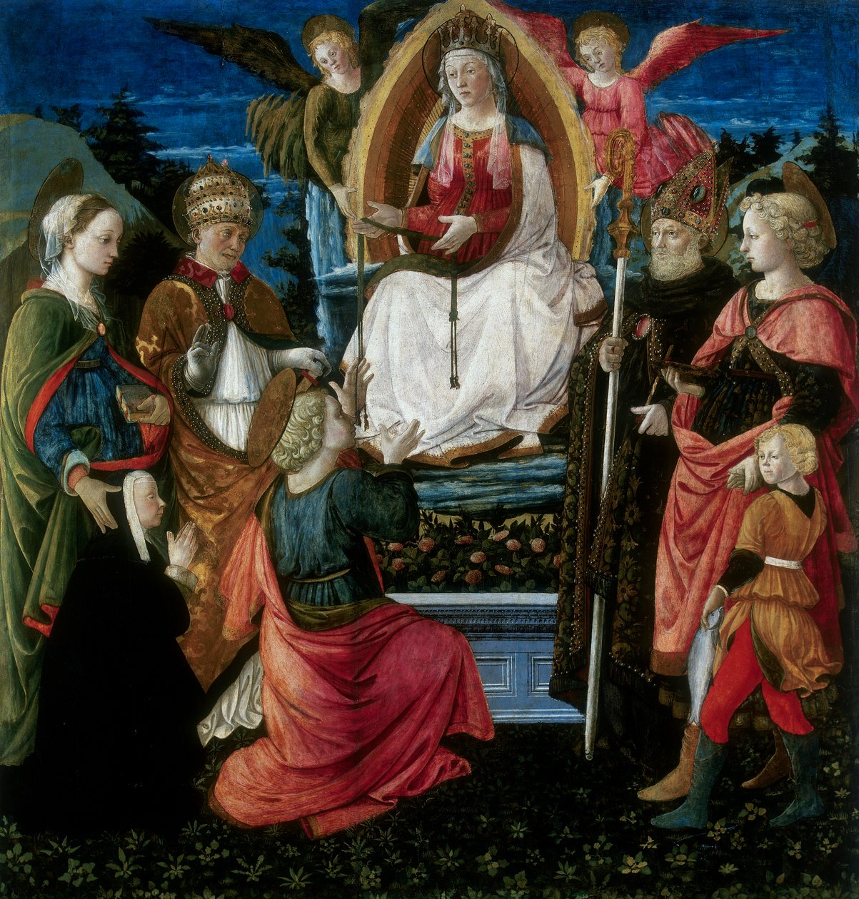 Madonnaen fra bæltet med hellige af G. da and Filippi, C. Carpi