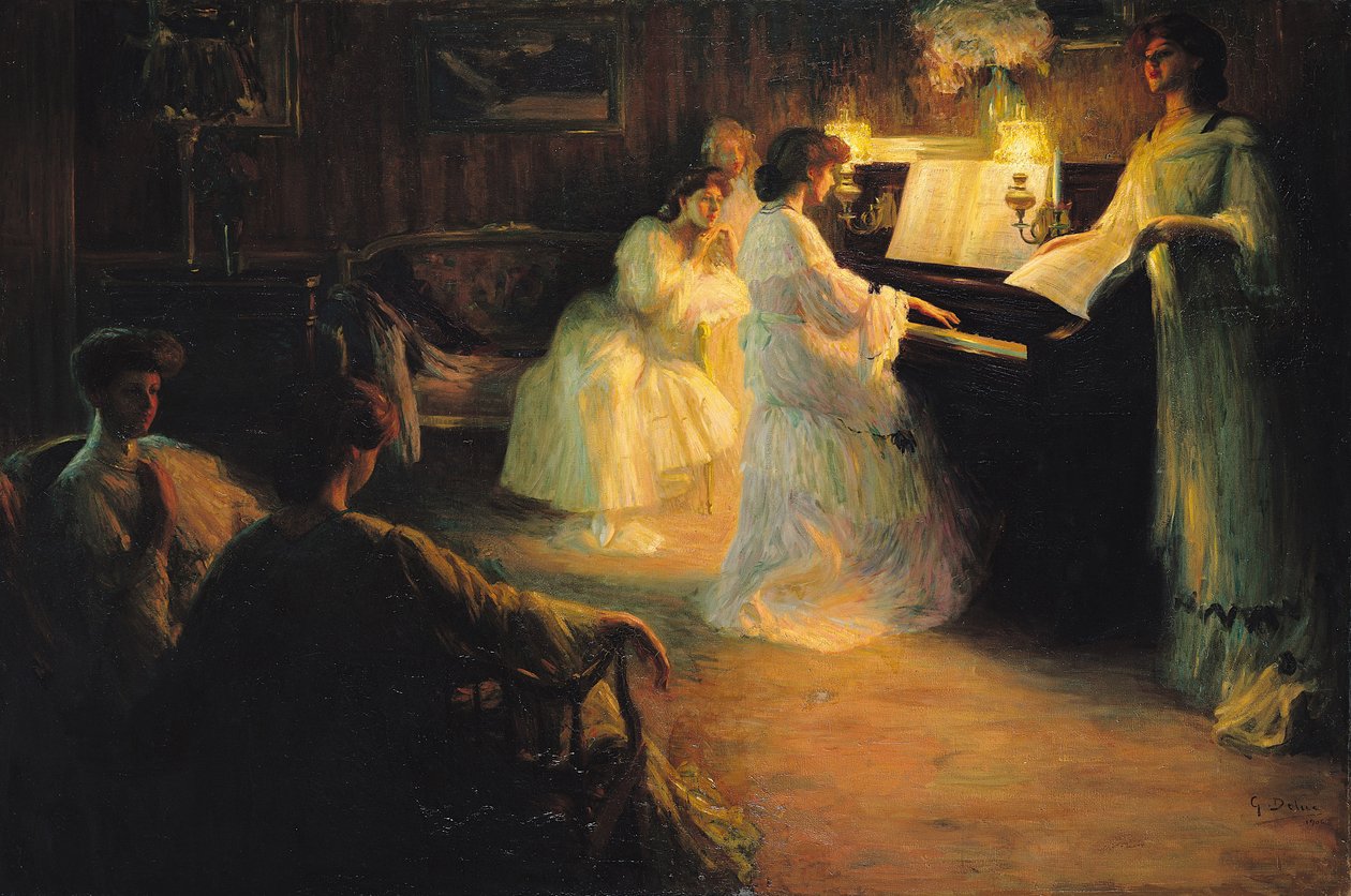 Unge piger ved et klaver, 1906 af Gabriel Deluc