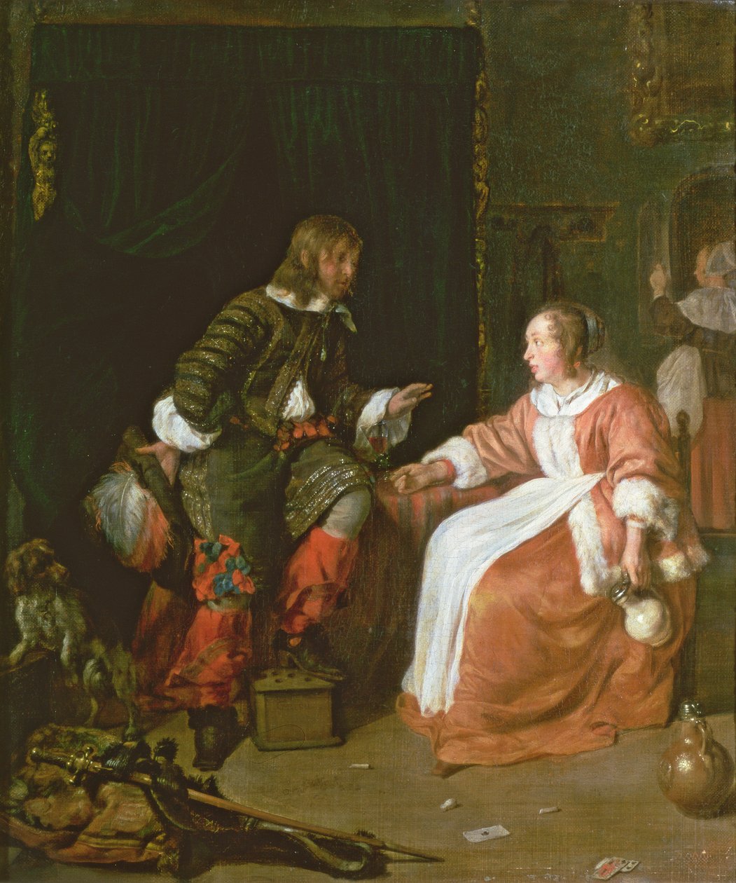 En tjenestepige og en officer, c.1660-70 af Gabriel Metsu