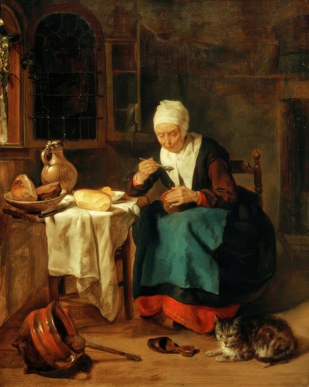 Kvinde spiser grød af Gabriel Metsu